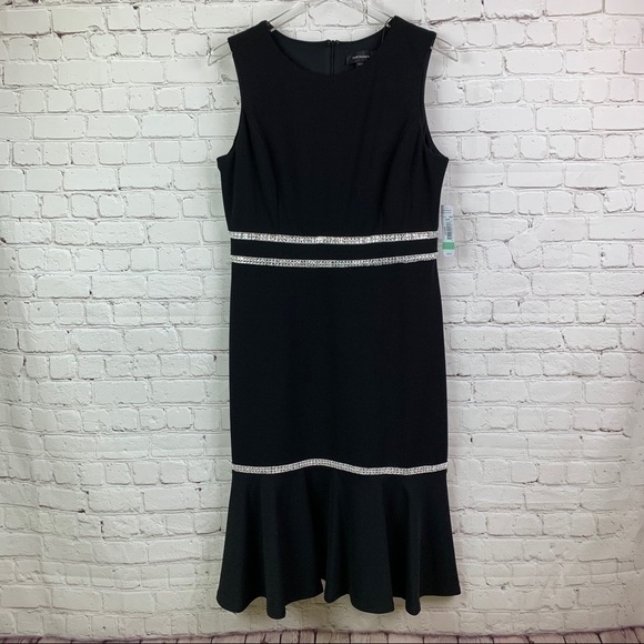 R&M Richards Black Sleeveless Rhinestone Dress Size 8 - Picture 1 of 15